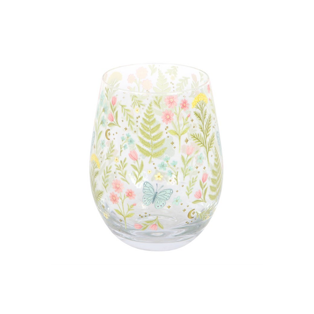 Luna Bloom Floral Print Stemless Glass