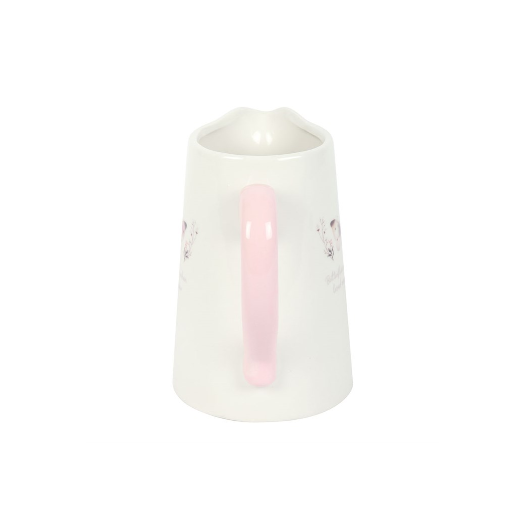White Butterfly Print Ceramic Flower Jug
