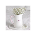 White Butterfly Print Ceramic Flower Jug